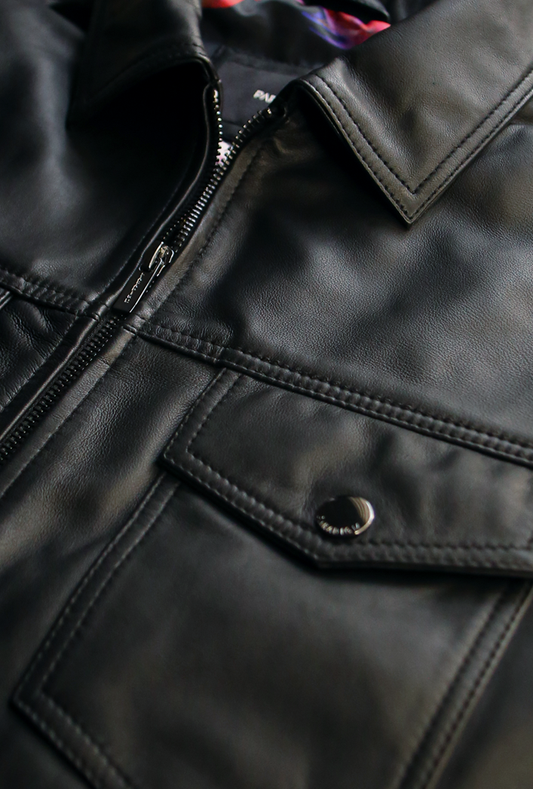 Jagger - Leather Trucker Jacket Black