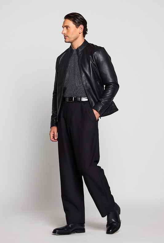 Johnny - Simple Biker Jacket Black