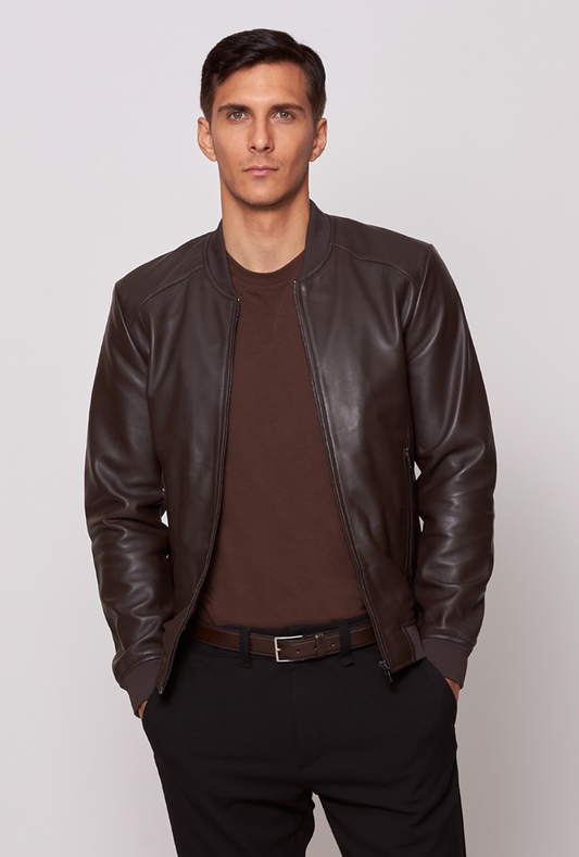 Axel Brown Bomber Leather Jacket