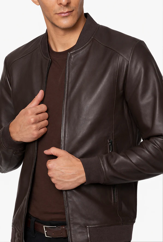 Axel Brown Bomber Leather Jacket