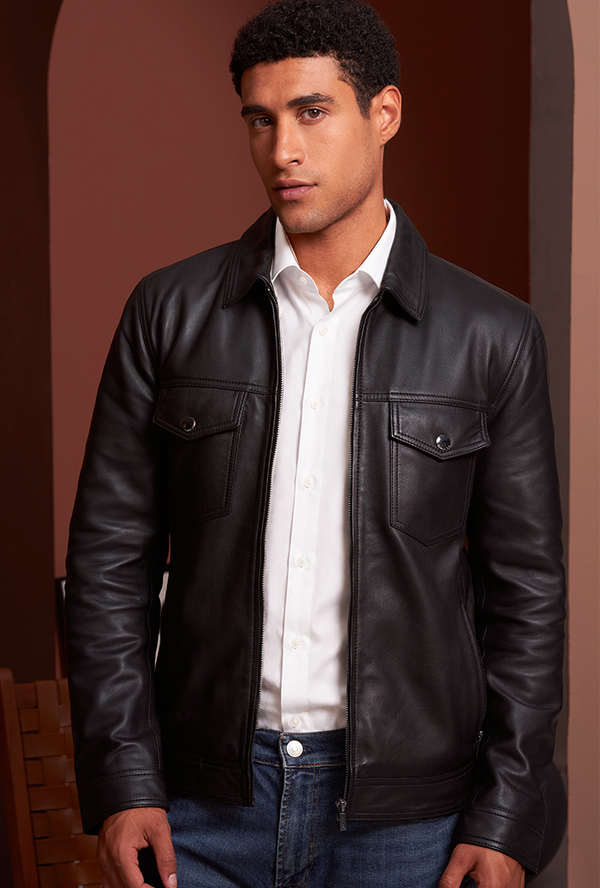 A crisp white shirt. Worn denim. The leather jacket that pulls it all together. Because great style often comes down to what you wear over it.