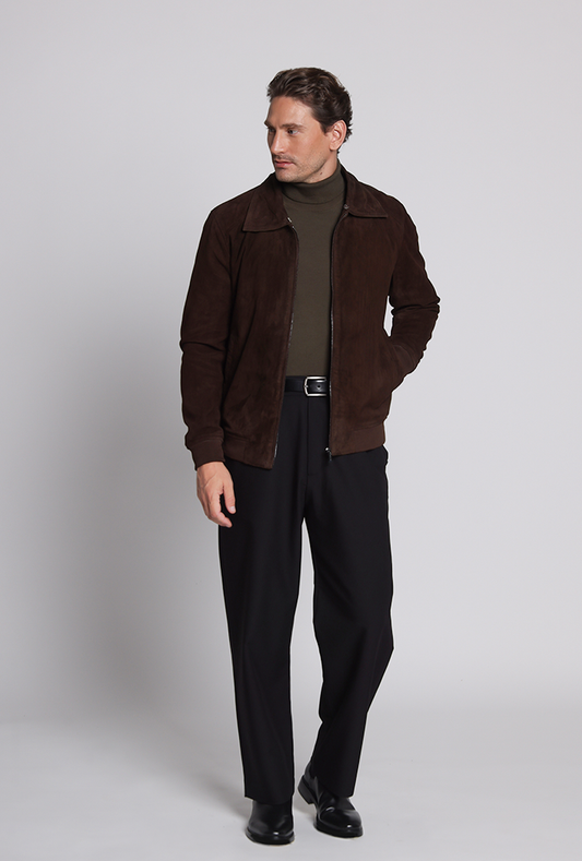 Aspen Faux-Shearling Brown Suede Jacket