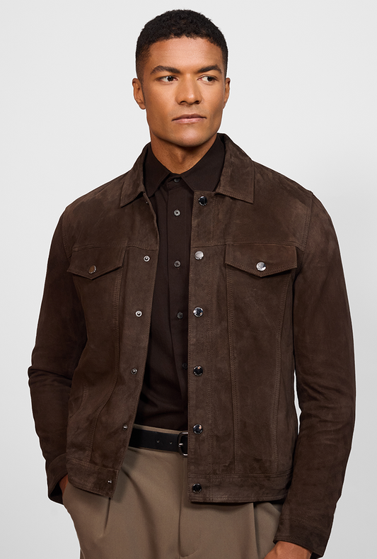 Canyon Brown Trucker Suede Jacket
