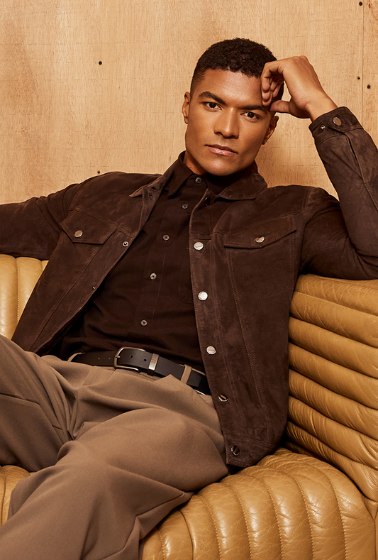 Canyon Brown Trucker Suede Jacket