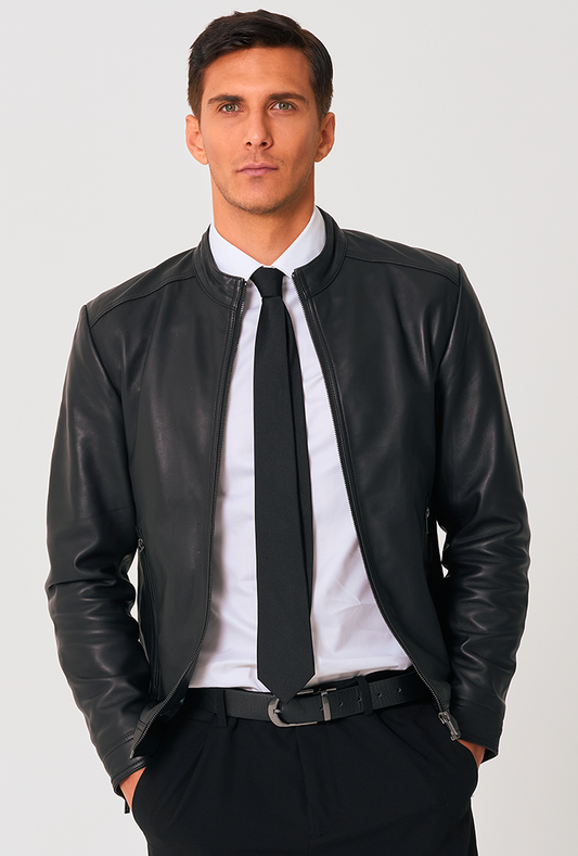 Johnny - Simple Biker Jacket Black