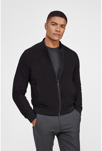 Sable Black Bomber Suede Jacket